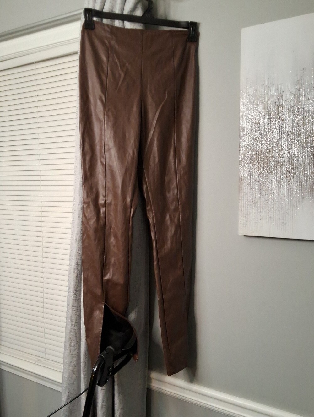 SBetro Brown Faux Leather Pant with Subtle Sheen